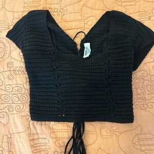 Black Crochet Women Top